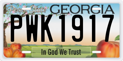 GA license plate PWK1917