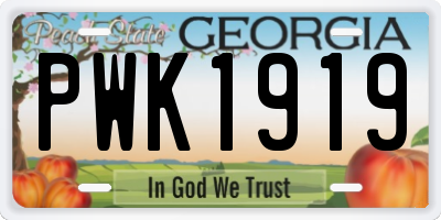 GA license plate PWK1919