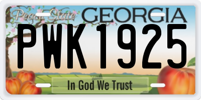 GA license plate PWK1925
