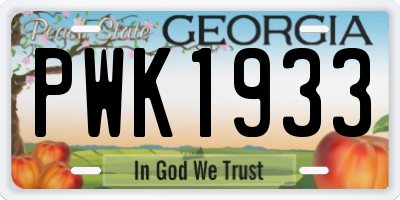 GA license plate PWK1933
