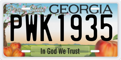GA license plate PWK1935