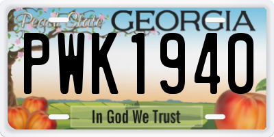 GA license plate PWK1940