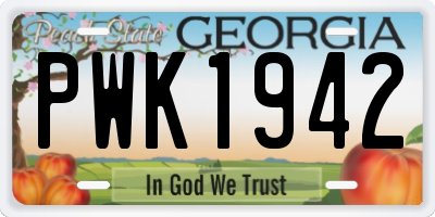 GA license plate PWK1942