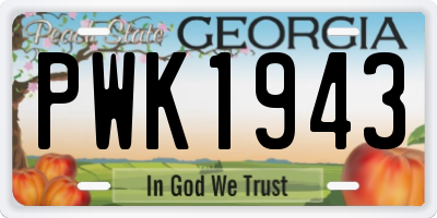 GA license plate PWK1943
