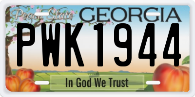 GA license plate PWK1944