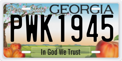 GA license plate PWK1945