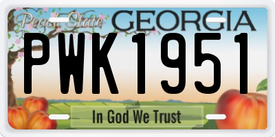 GA license plate PWK1951