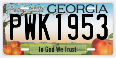 GA license plate PWK1953