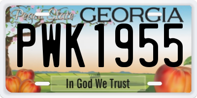 GA license plate PWK1955