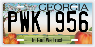 GA license plate PWK1956