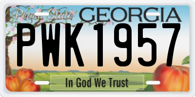 GA license plate PWK1957