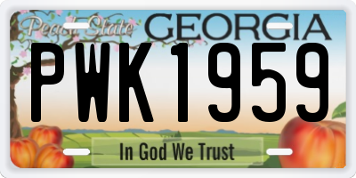 GA license plate PWK1959
