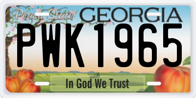 GA license plate PWK1965