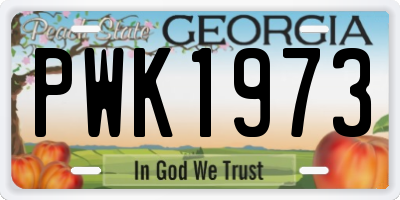 GA license plate PWK1973