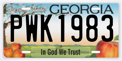 GA license plate PWK1983