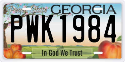GA license plate PWK1984