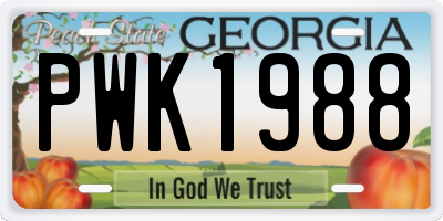 GA license plate PWK1988