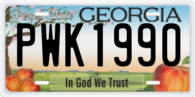 GA license plate PWK1990