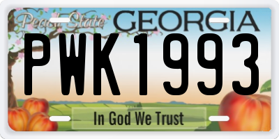 GA license plate PWK1993