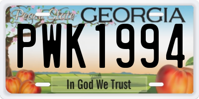 GA license plate PWK1994