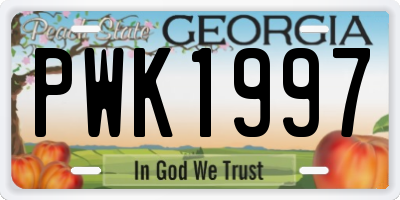 GA license plate PWK1997