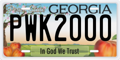 GA license plate PWK2000