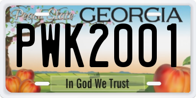 GA license plate PWK2001