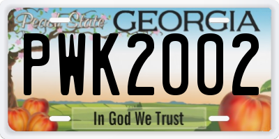 GA license plate PWK2002