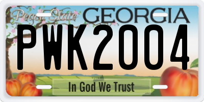 GA license plate PWK2004