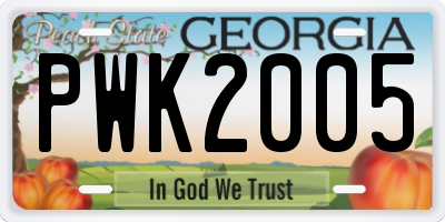 GA license plate PWK2005
