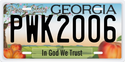 GA license plate PWK2006