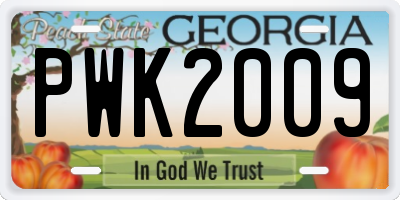 GA license plate PWK2009