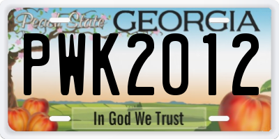 GA license plate PWK2012