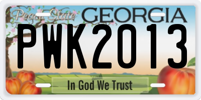 GA license plate PWK2013