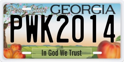 GA license plate PWK2014