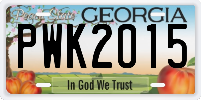 GA license plate PWK2015