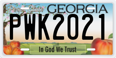 GA license plate PWK2021
