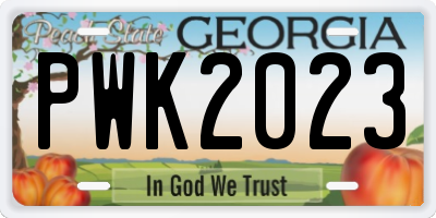 GA license plate PWK2023