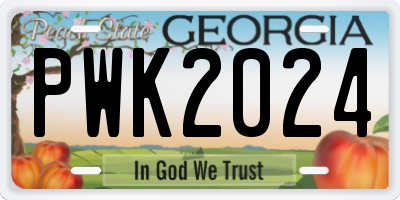 GA license plate PWK2024