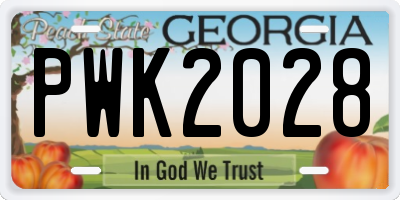 GA license plate PWK2028