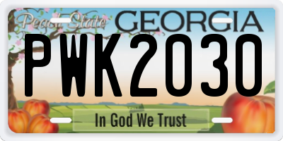 GA license plate PWK2030