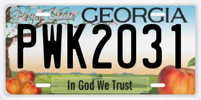 GA license plate PWK2031