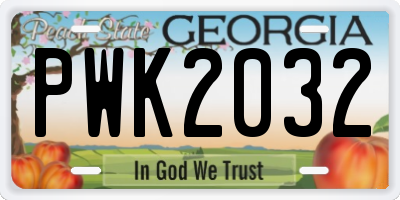 GA license plate PWK2032