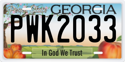GA license plate PWK2033
