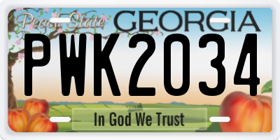 GA license plate PWK2034