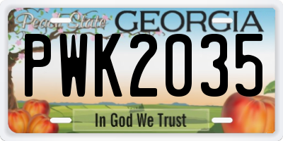 GA license plate PWK2035