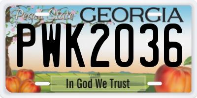 GA license plate PWK2036