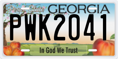 GA license plate PWK2041