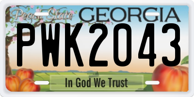 GA license plate PWK2043