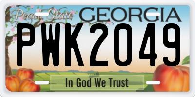 GA license plate PWK2049